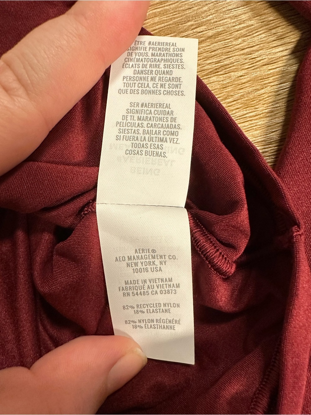 Aerie SMOOTHEZ Square Neck Long Sleeve T-Shirt – Burgundy M - Picture 6 of 6